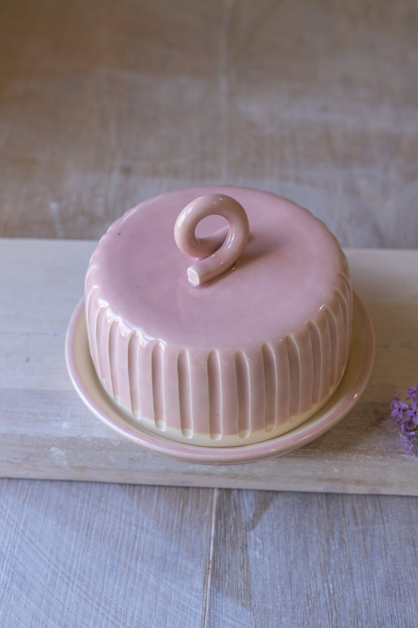 Fluted Butter Dish in Blush
