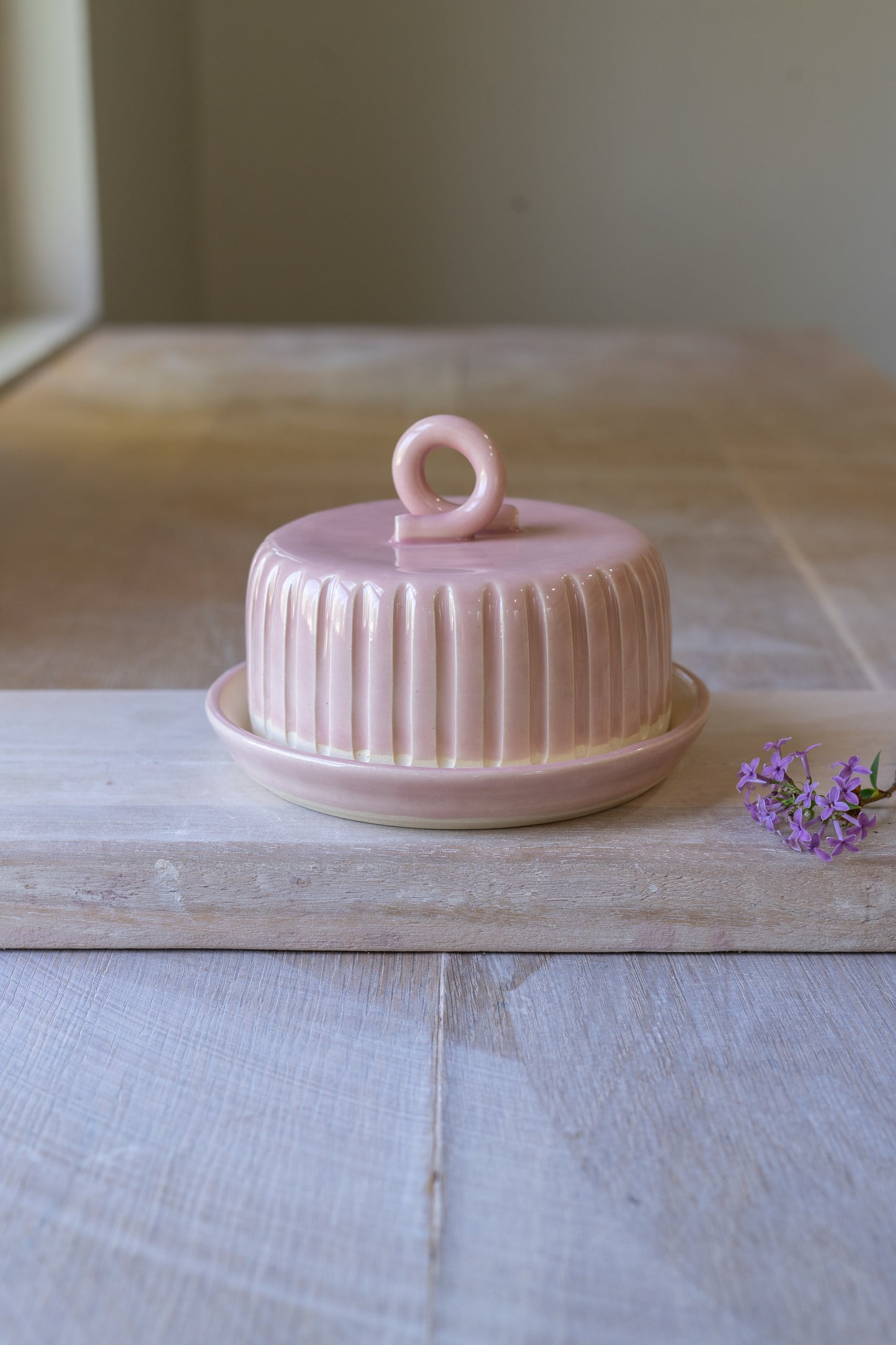 Fluted Butter Dish in Blush