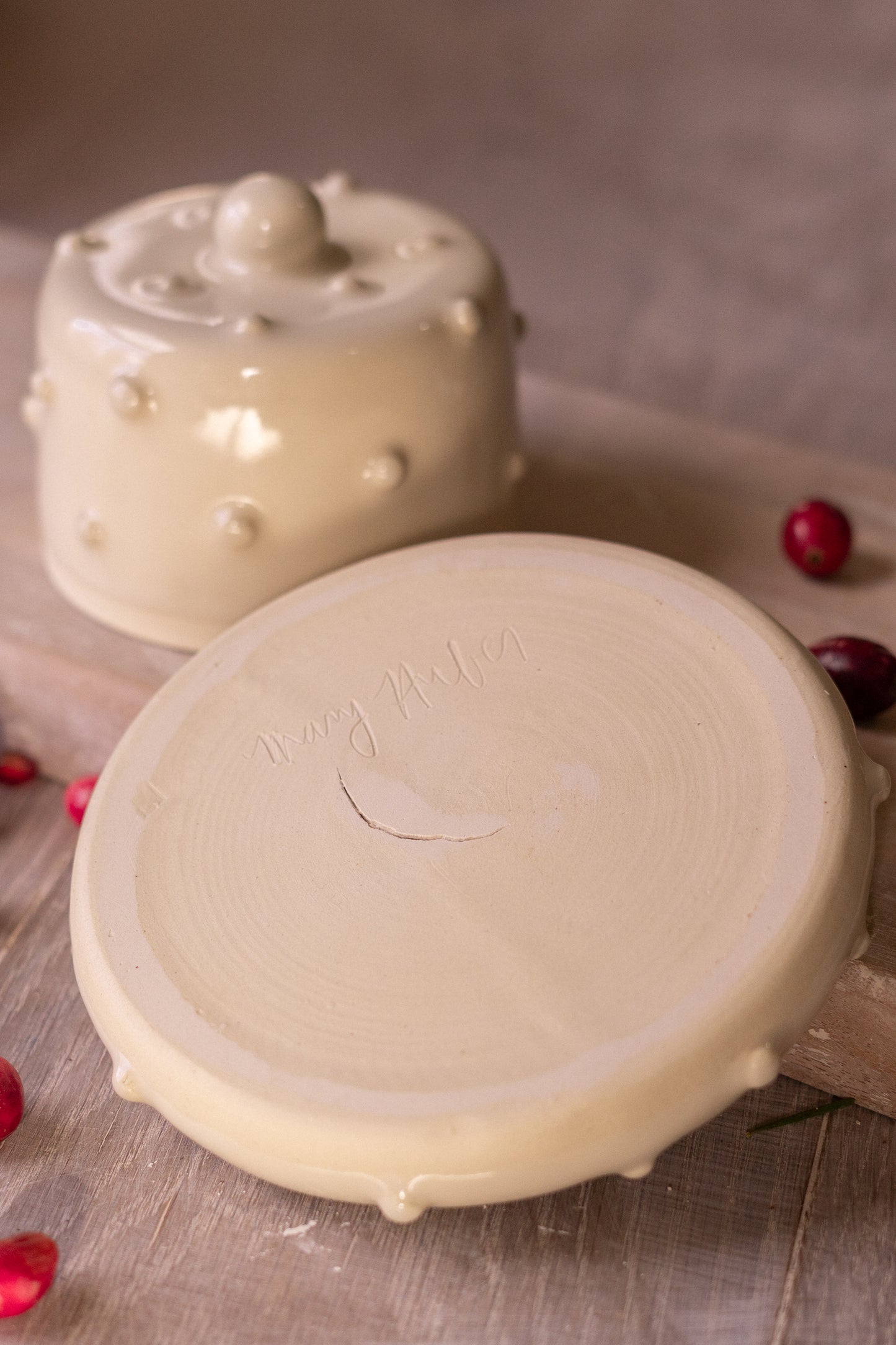 Donut Butter Dish in Clear Bold Dots