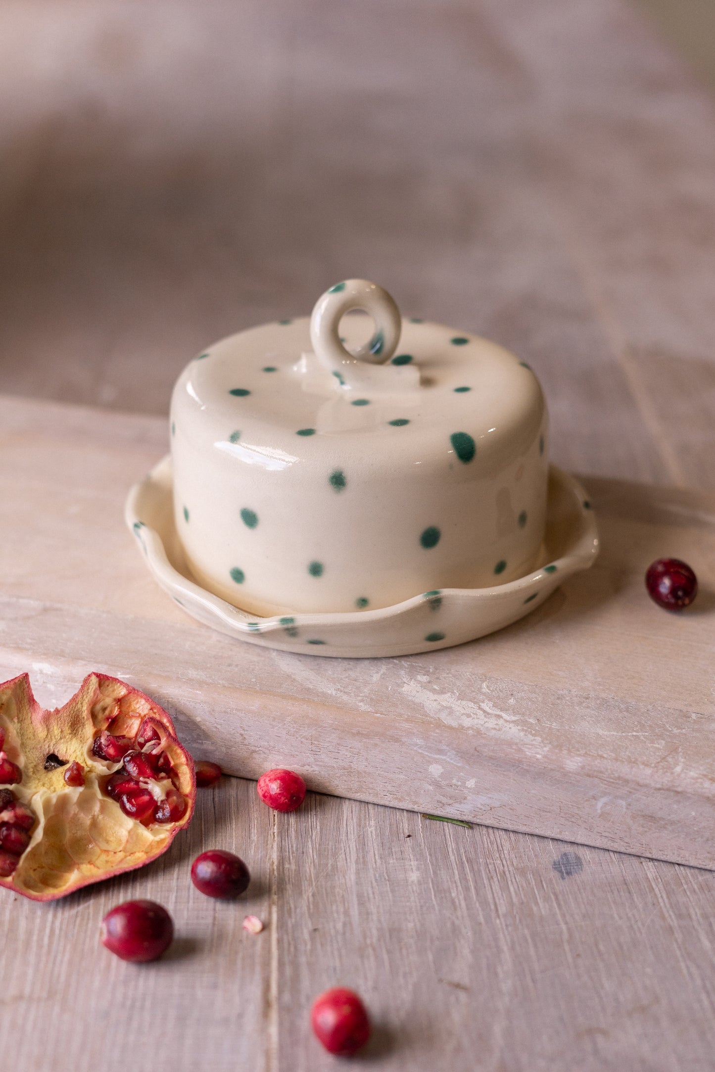 Teal Dotted Butter Dish
