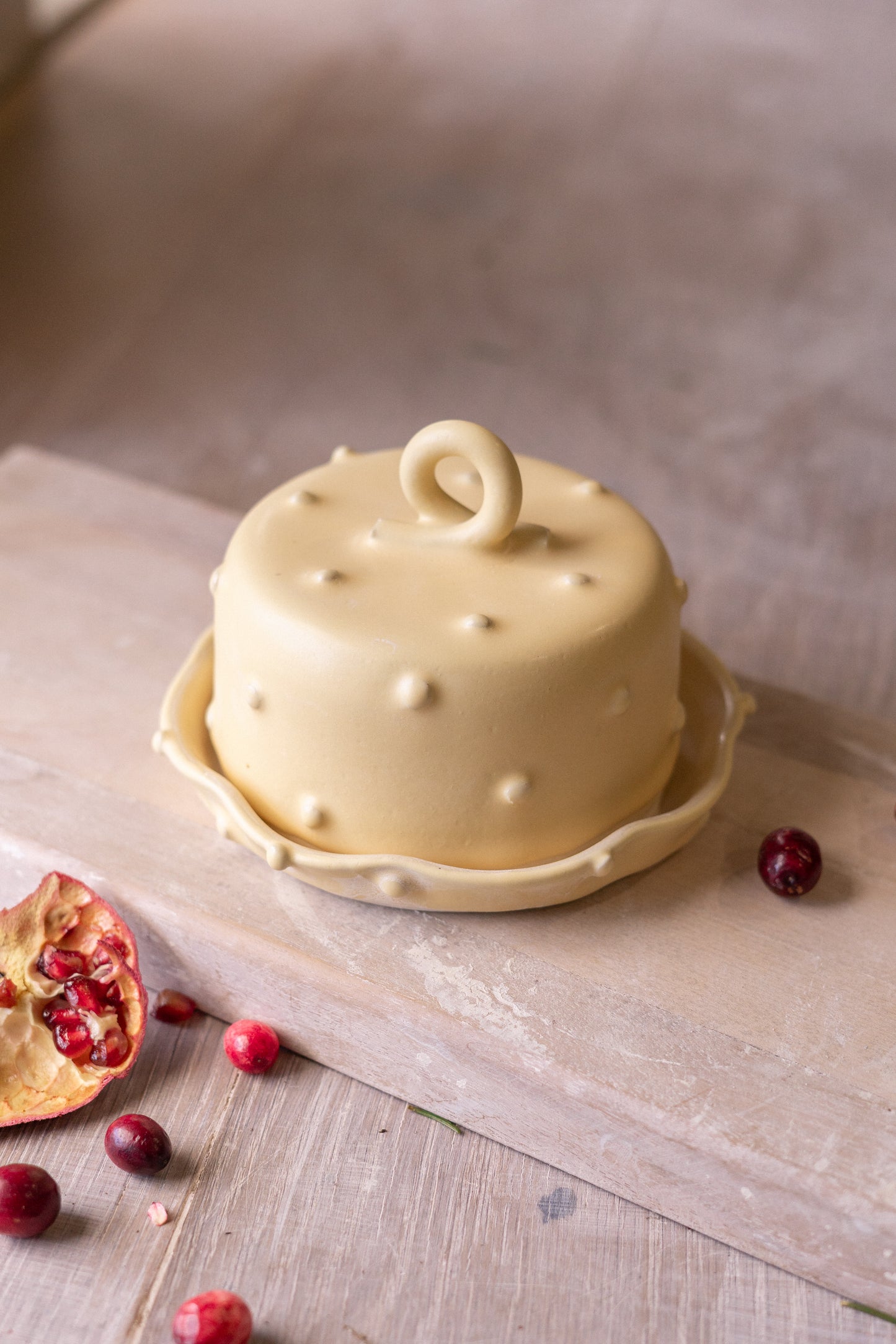 Bold Dot Butter Dish in Butter