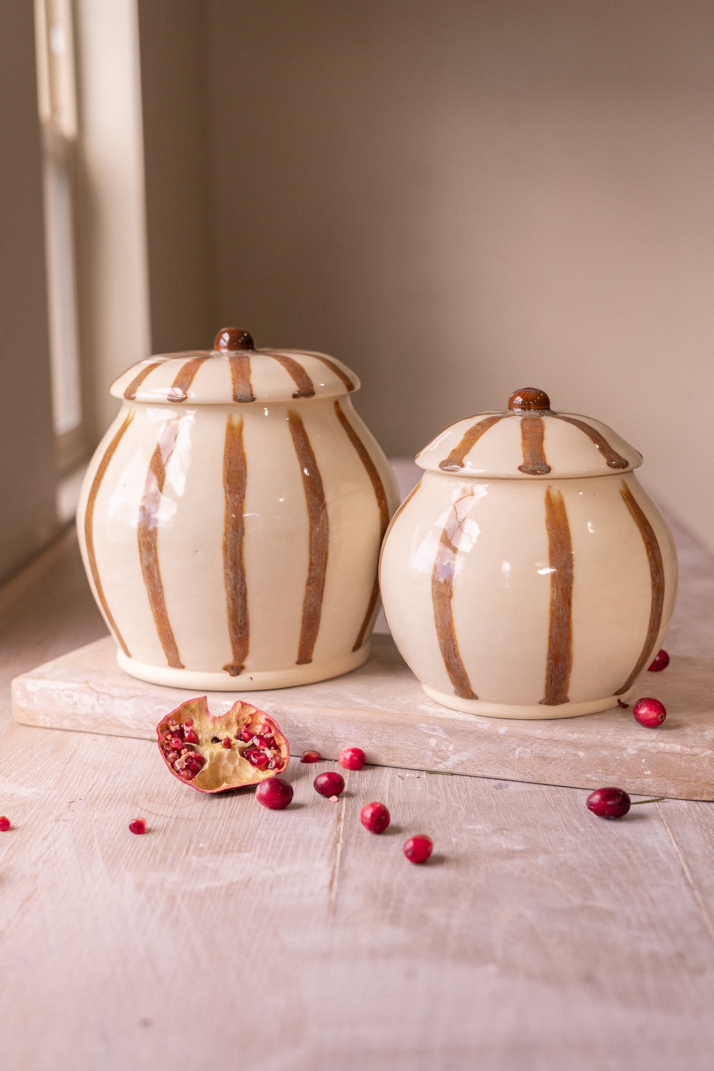 Small Jar in Brown Circus Stripe