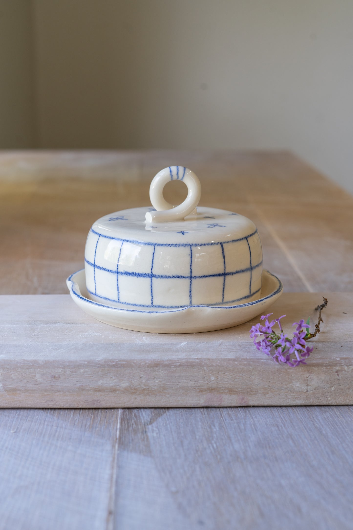 Cobalt Ditsy Floral Butter Dish
