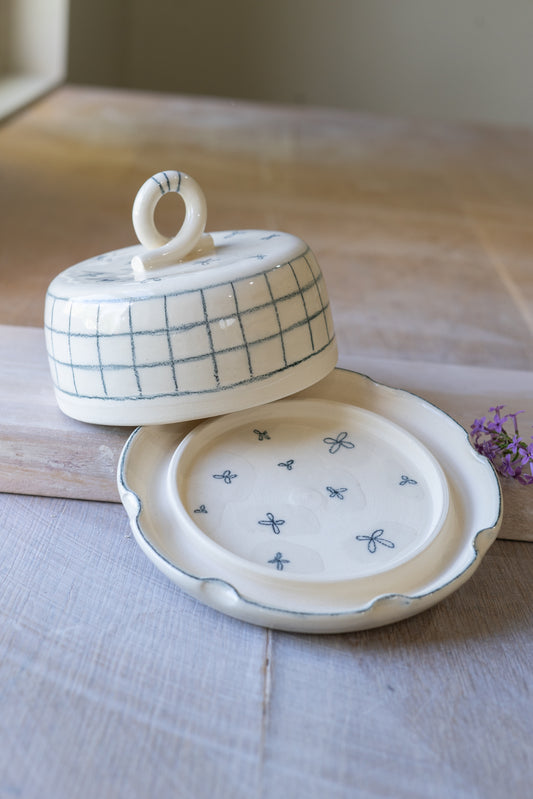 Slate Ditsy Floral Butter Dish