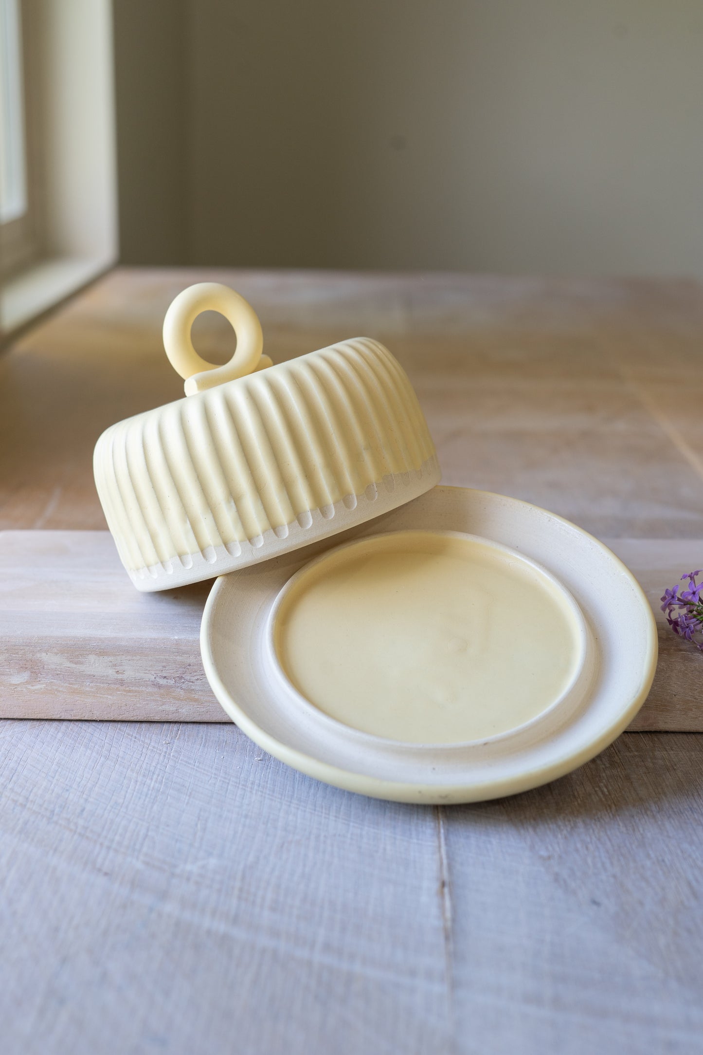 Fluted Butter Dish in Butter