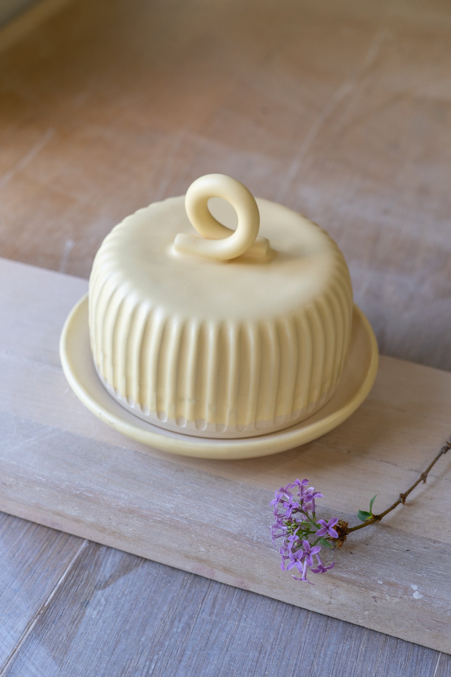 Fluted Butter Dish in Butter