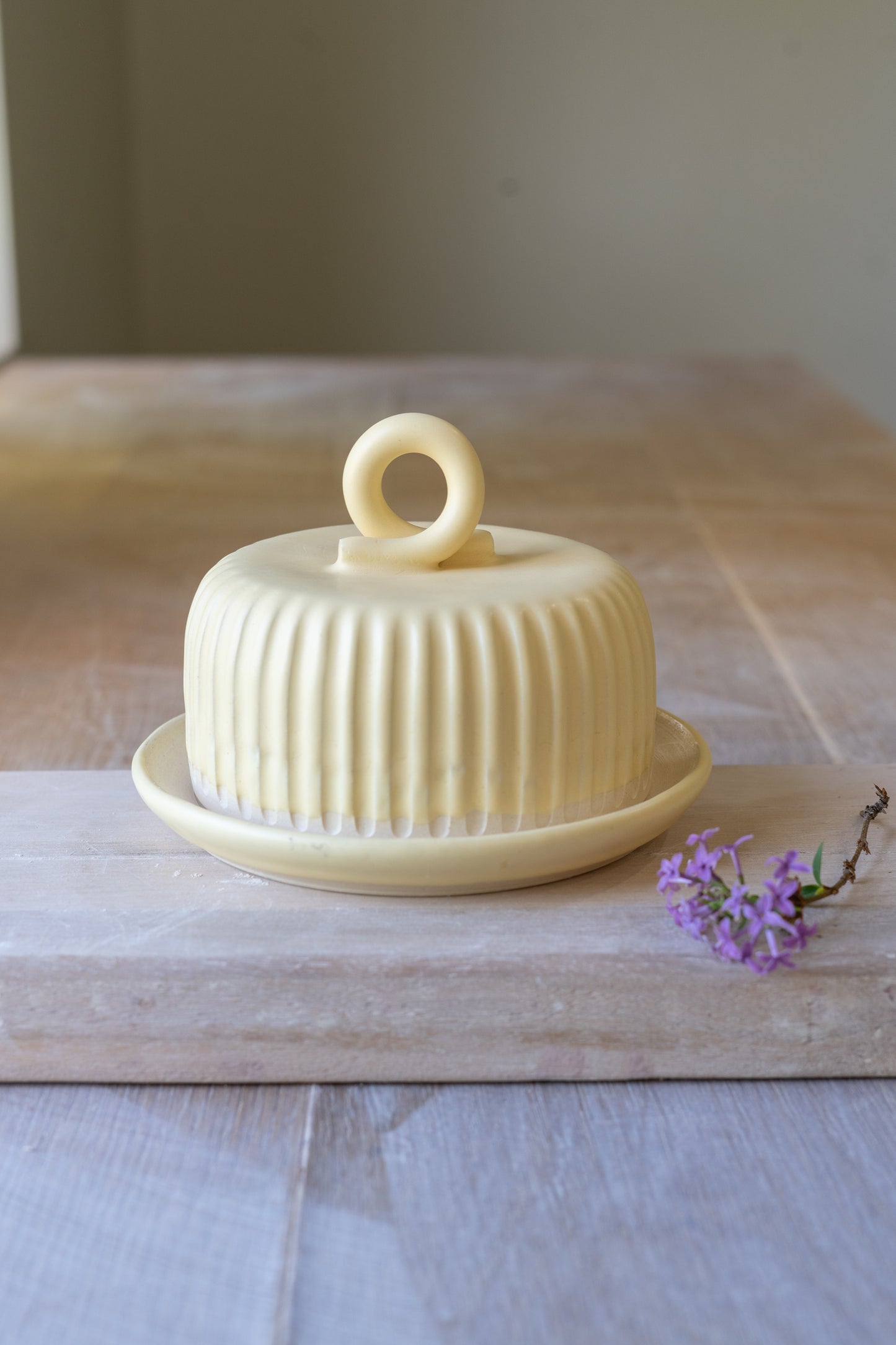 Fluted Butter Dish in Butter