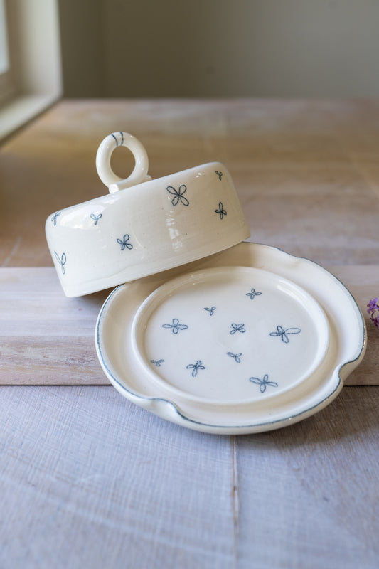 Slate Ditsy Floral Butter Dish
