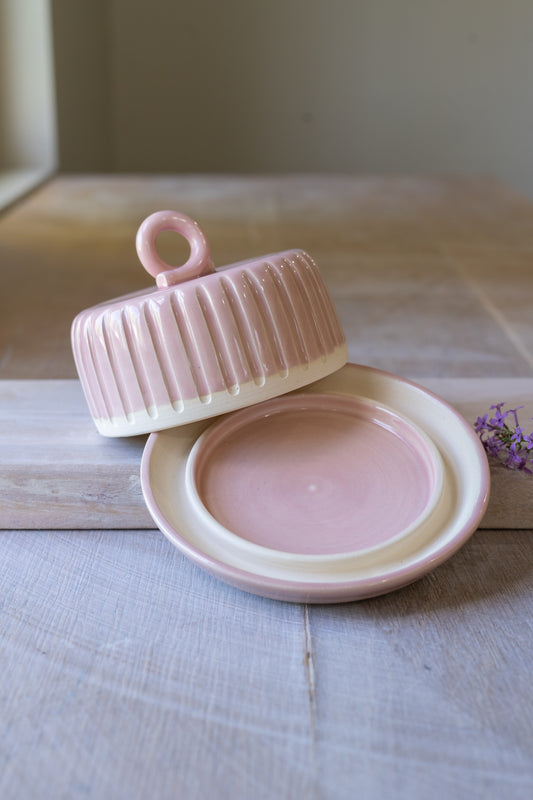 Fluted Butter Dish in Blush