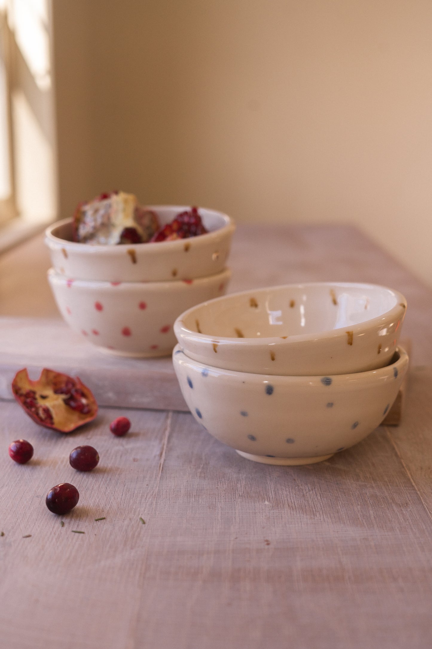 Cereal Bowl in Brown Dots