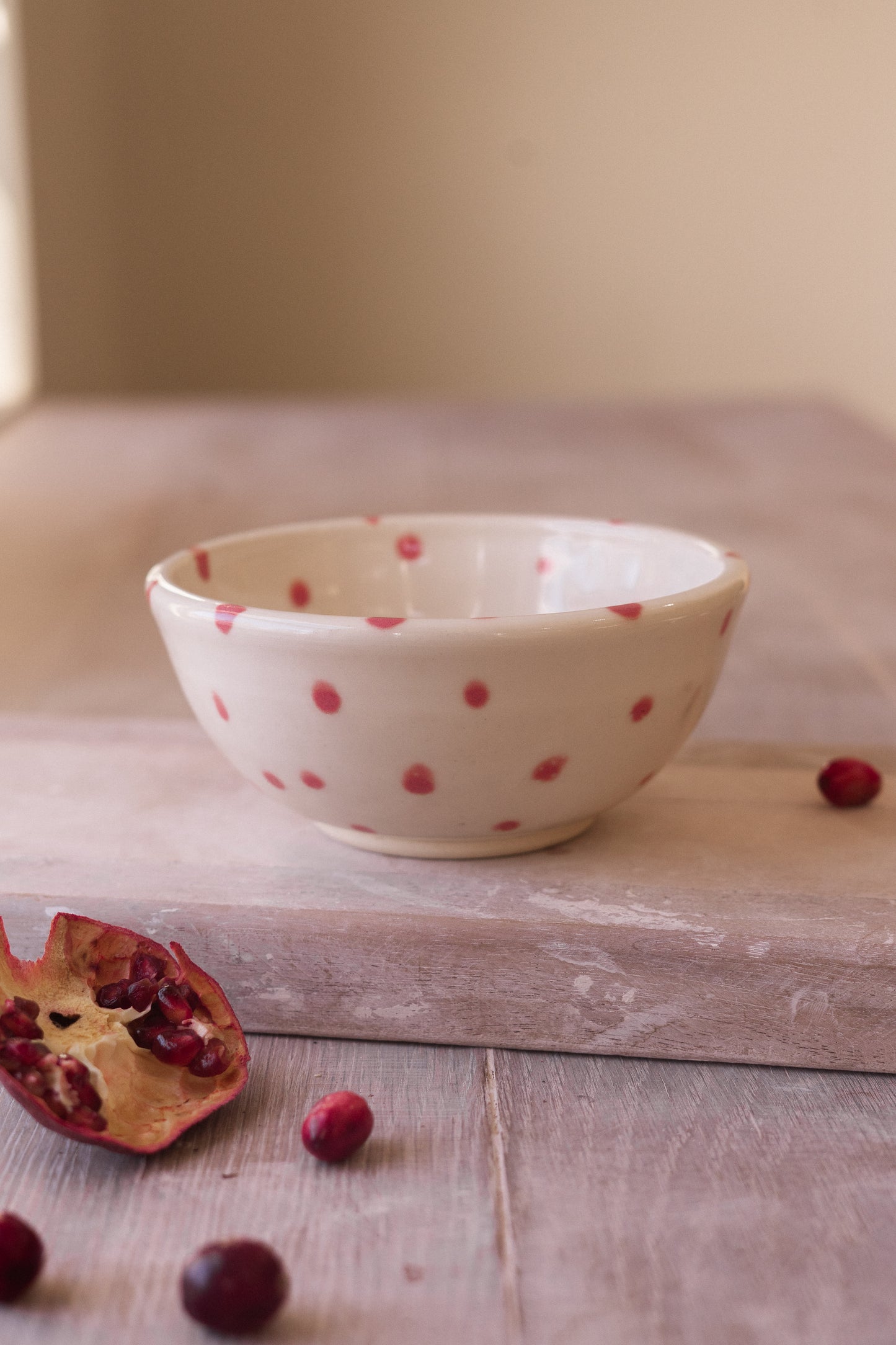 Cereal Bowl in Raspberry Dots