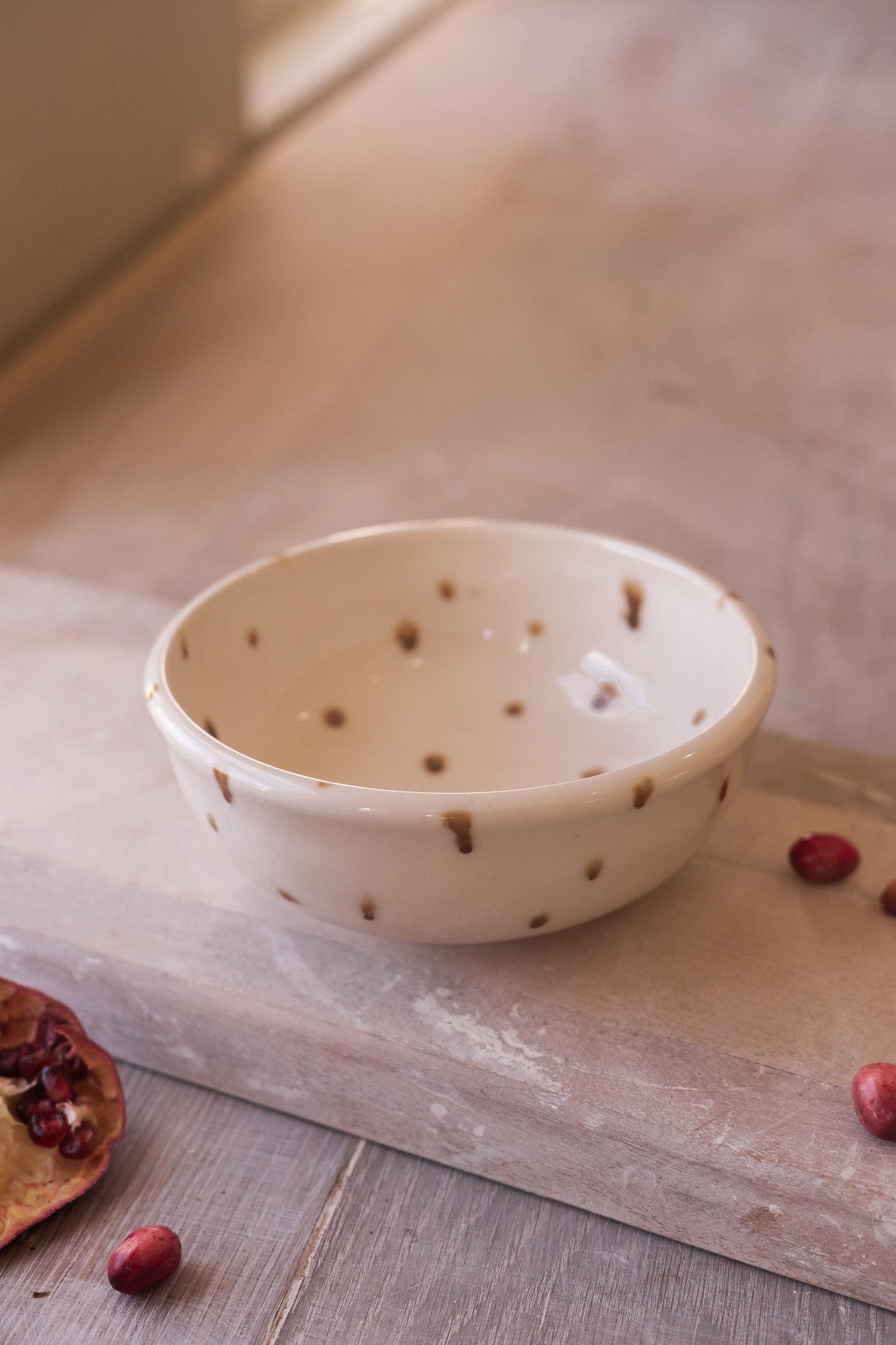 Cereal Bowl in Brown Dots