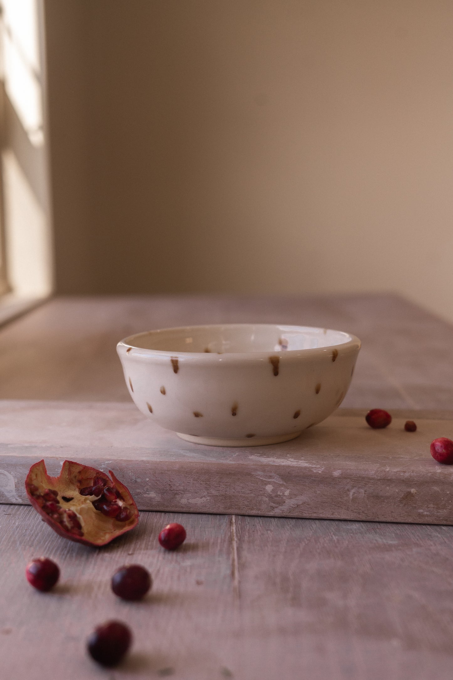 Cereal Bowl in Brown Dots