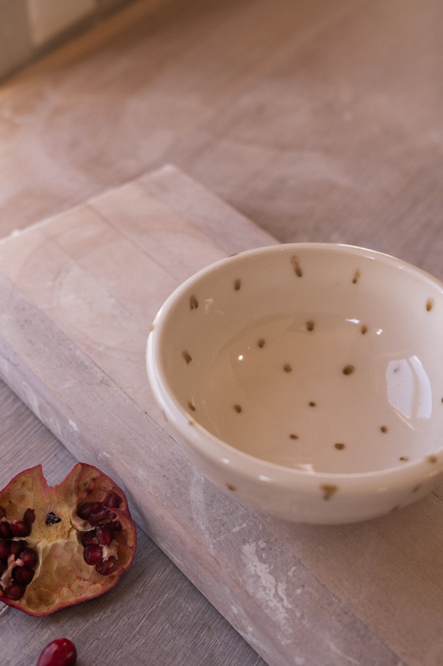 Cereal Bowl in Green Dots