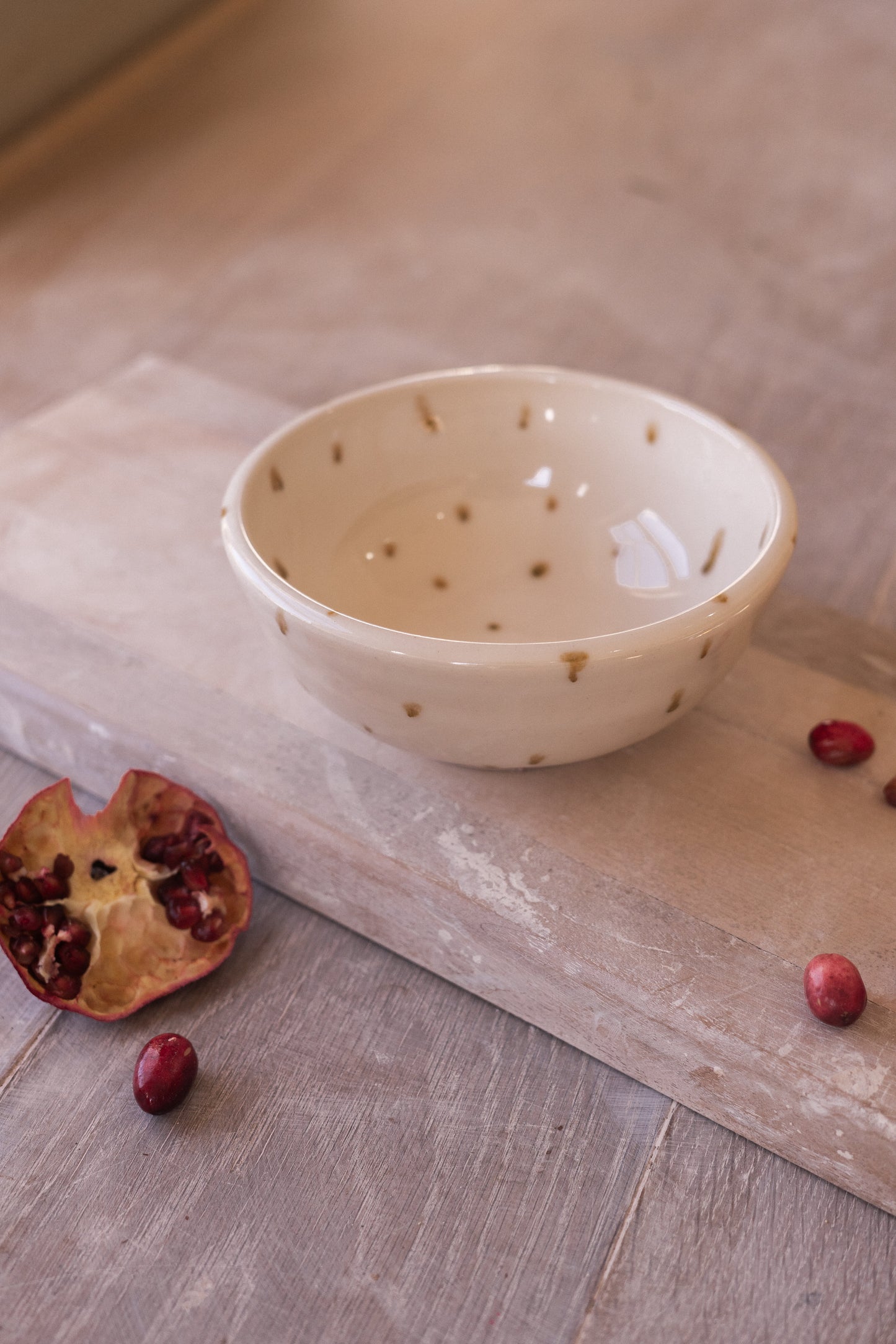 Cereal Bowl in Green Dots