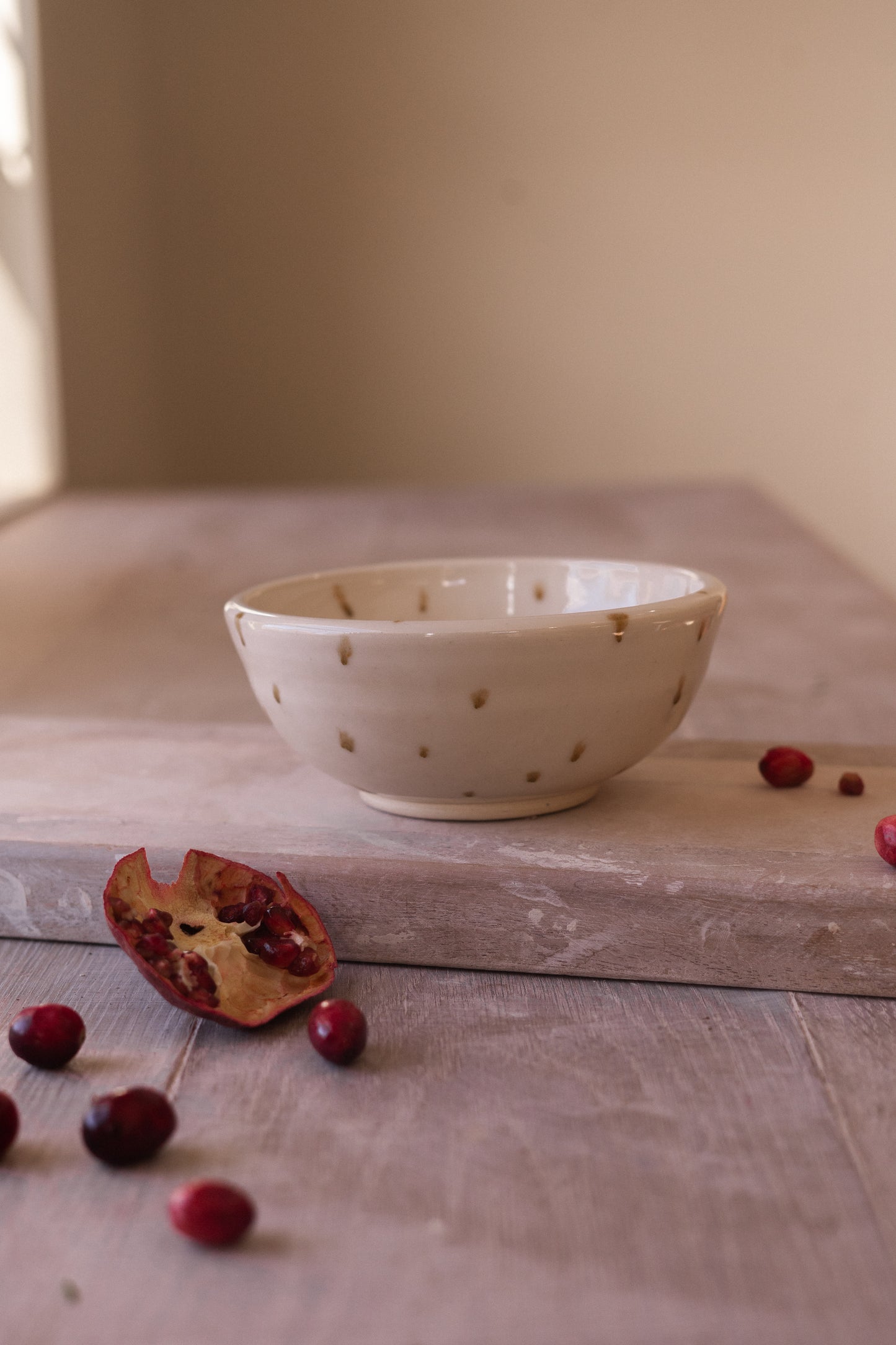 Cereal Bowl in Green Dots
