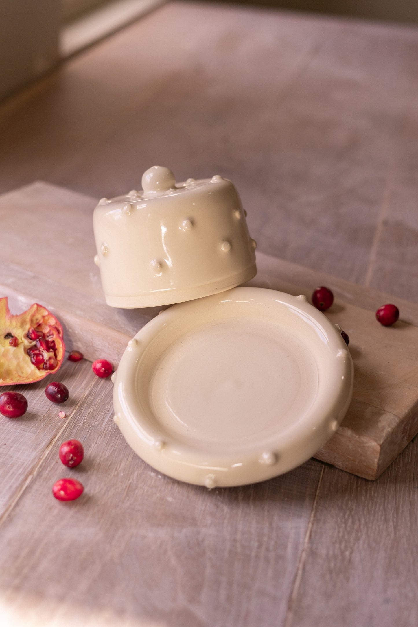 Donut Butter Dish in Clear Bold Dots