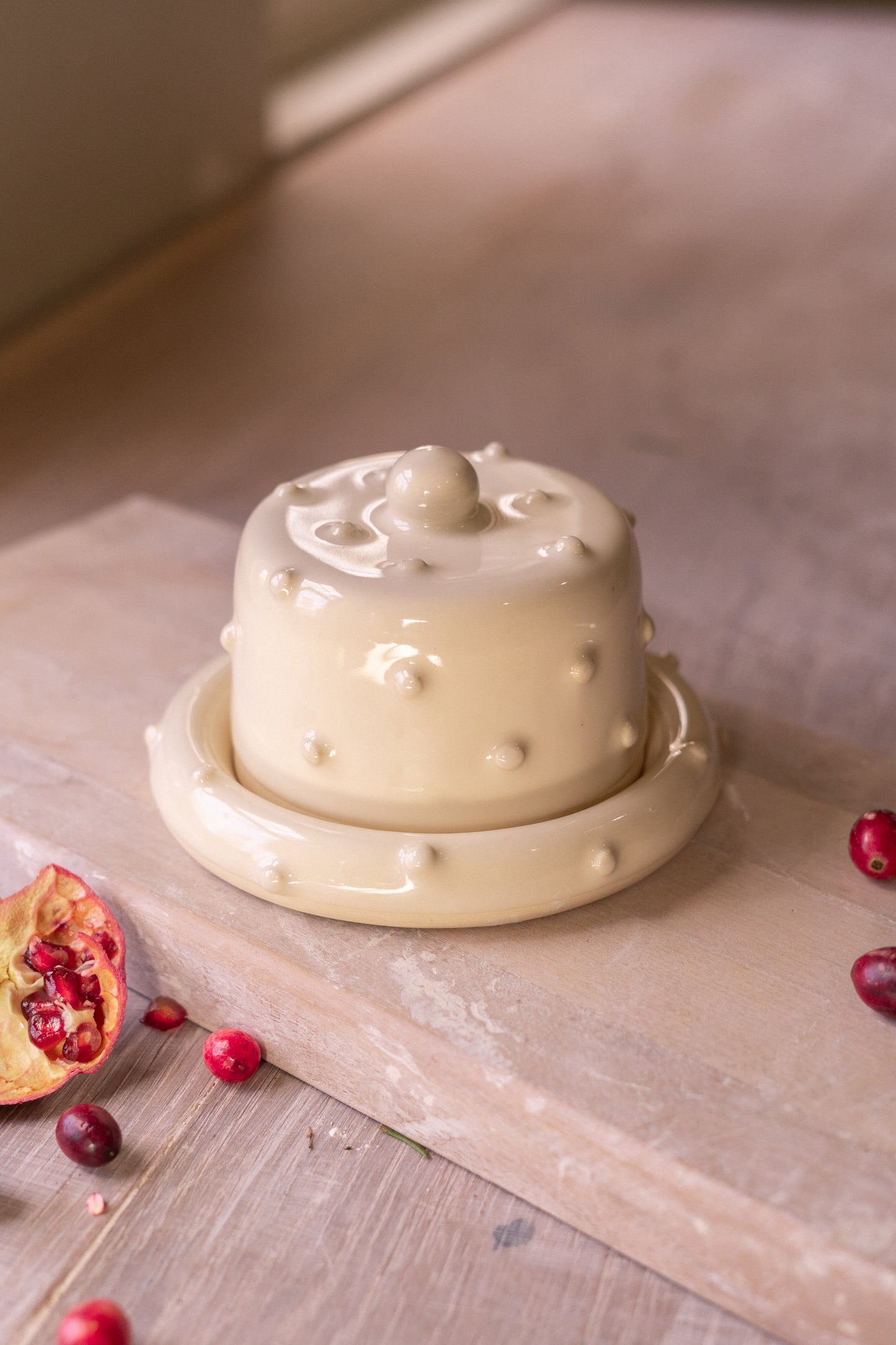 Donut Butter Dish in Clear Bold Dots