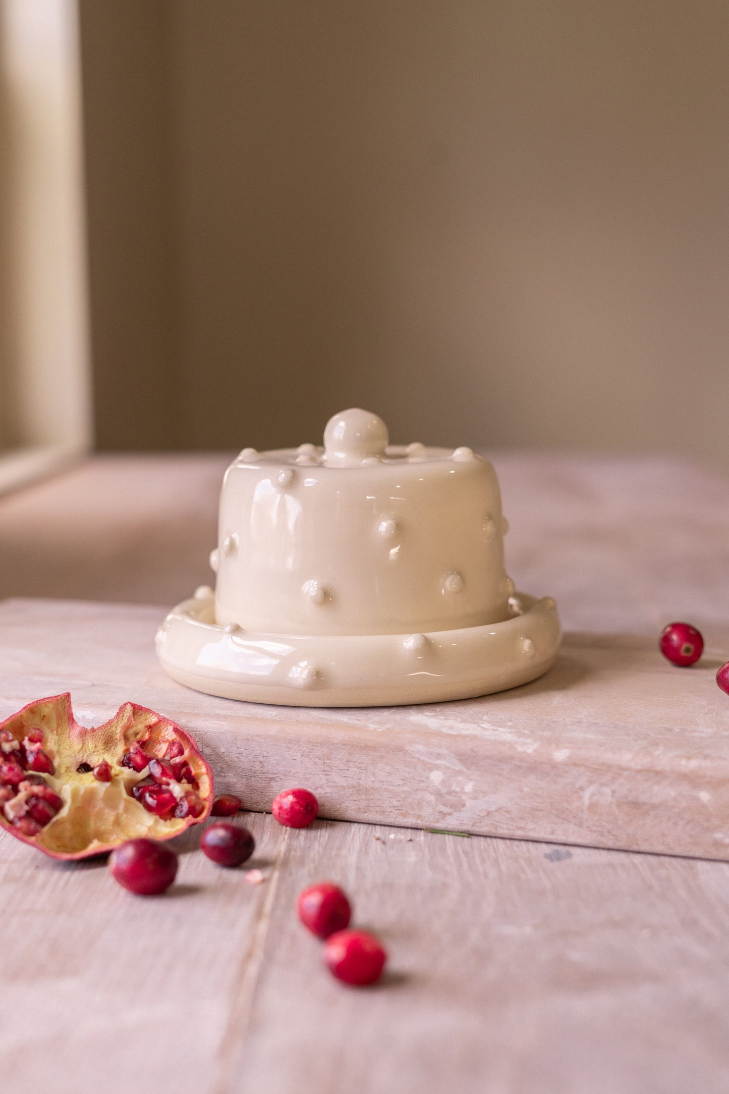 Donut Butter Dish in Clear Bold Dots