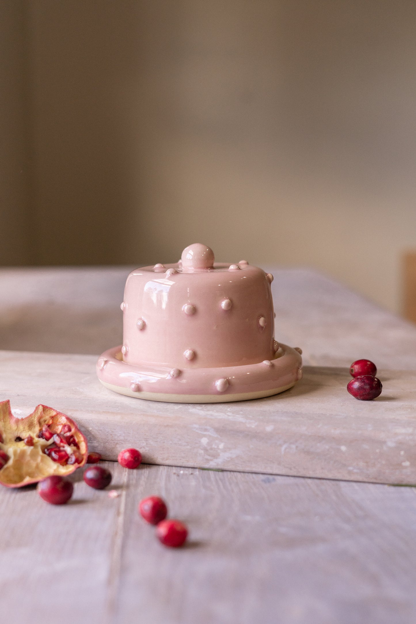 Donut Butter Dish in Bold Blush Dots