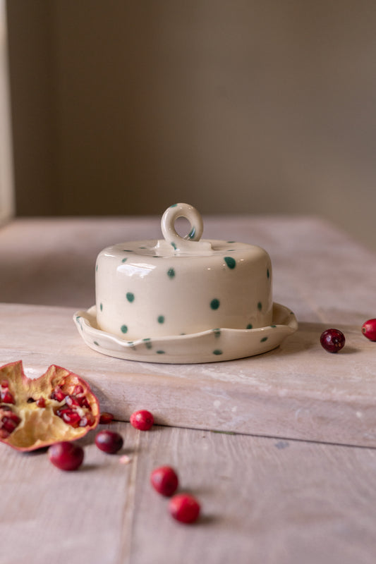 Teal Dotted Butter Dish