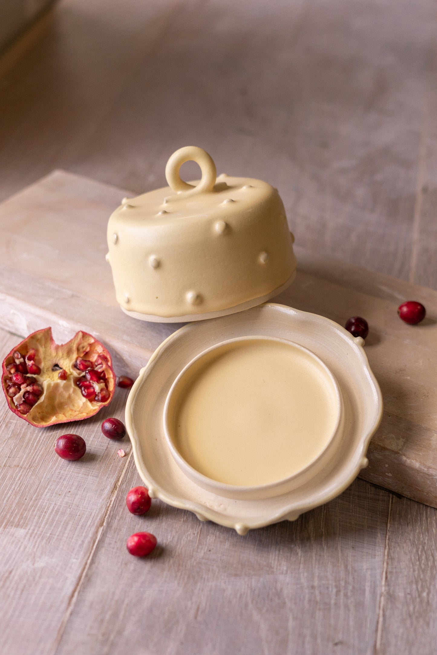 Bold Dot Butter Dish in Butter