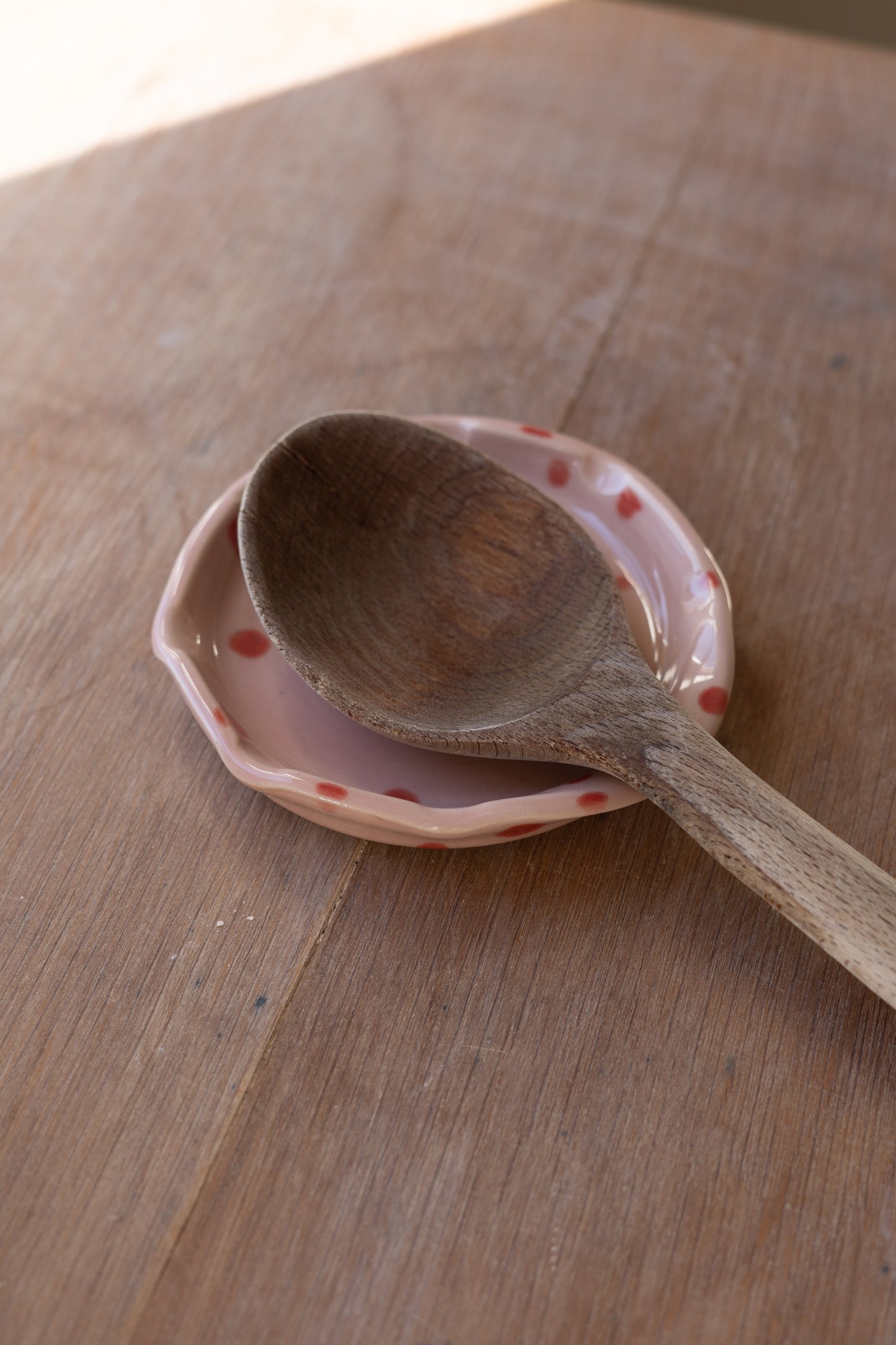 Pink Dotted Spoon Rest