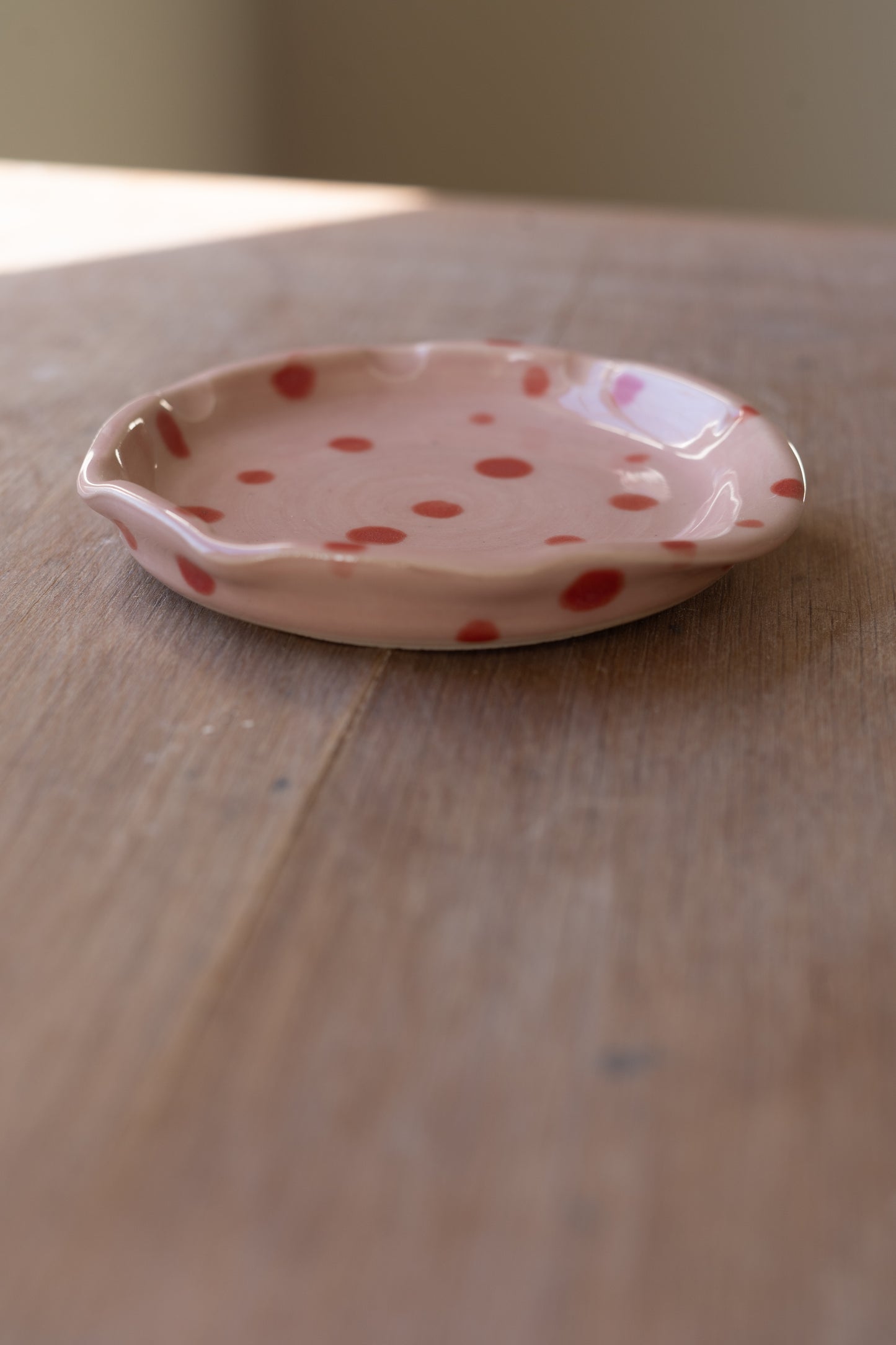 Pink Dotted Spoon Rest