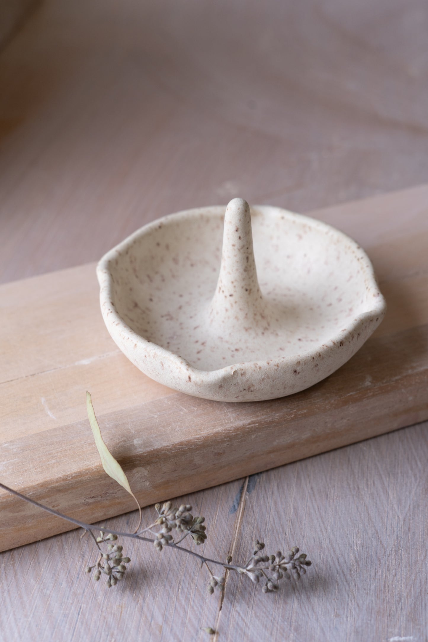 Speckled Jewelry Dish in Matte White