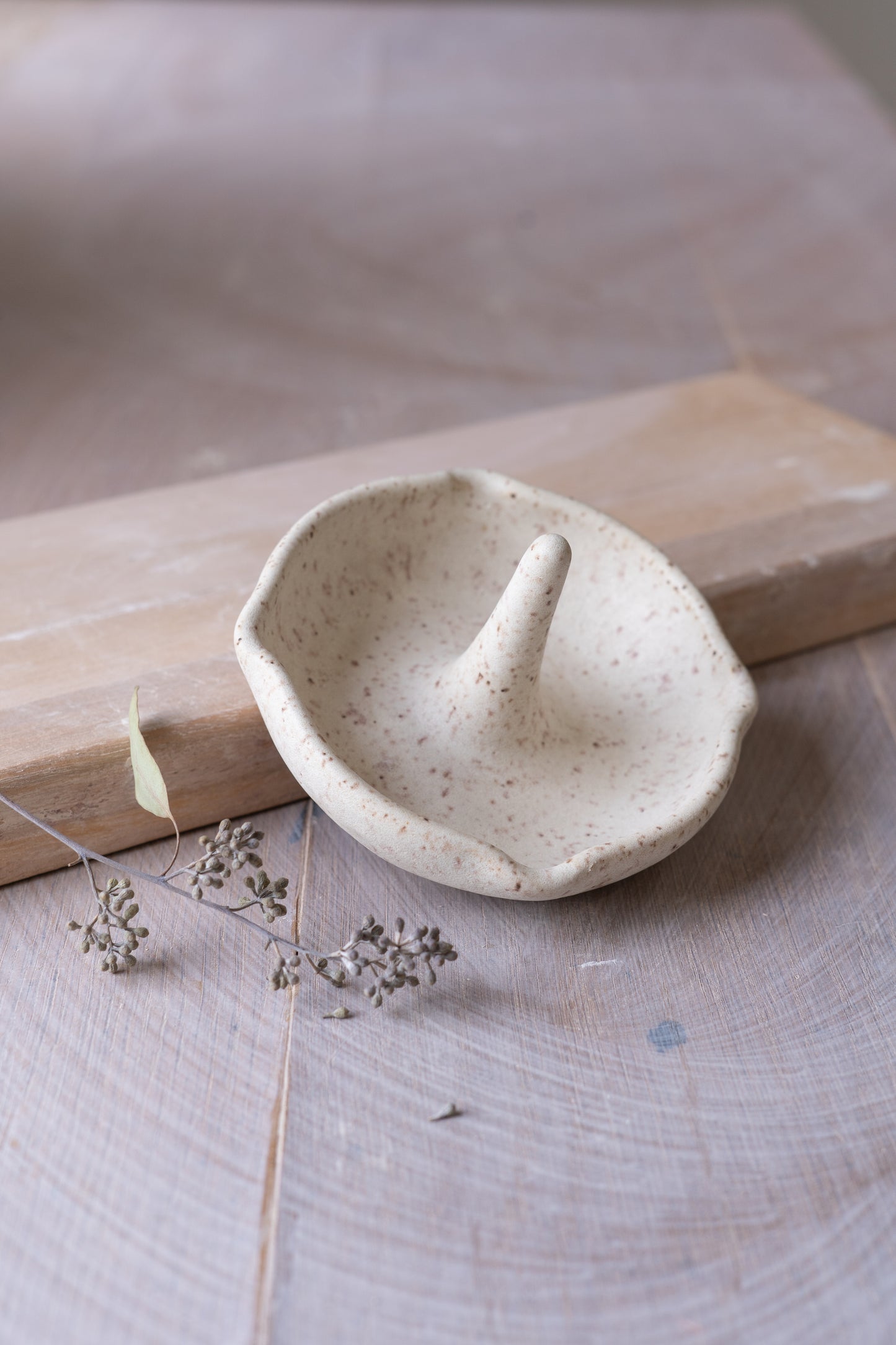 Speckled Jewelry Dish in Matte White