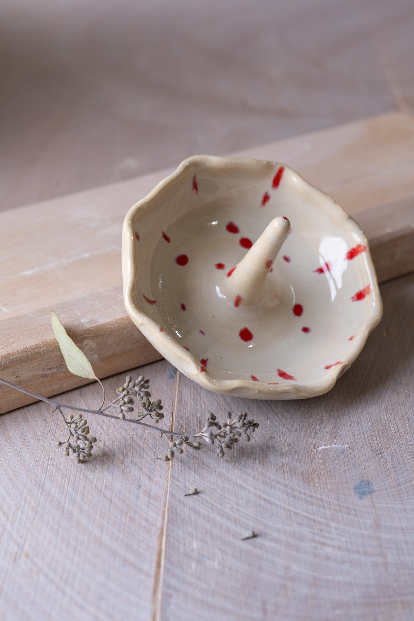 Jewelry Dish in Dotted Red