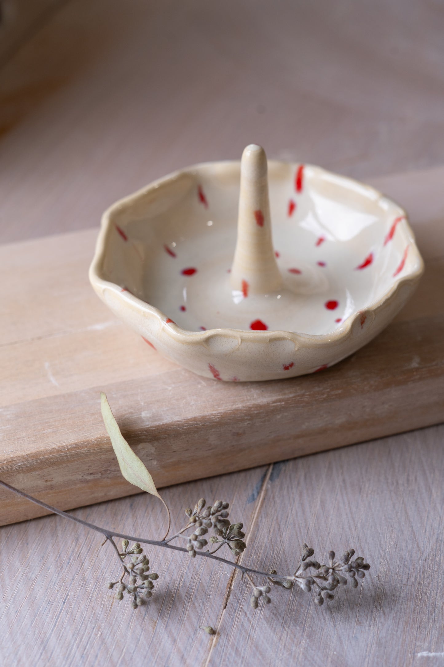 Jewelry Dish in Dotted Red