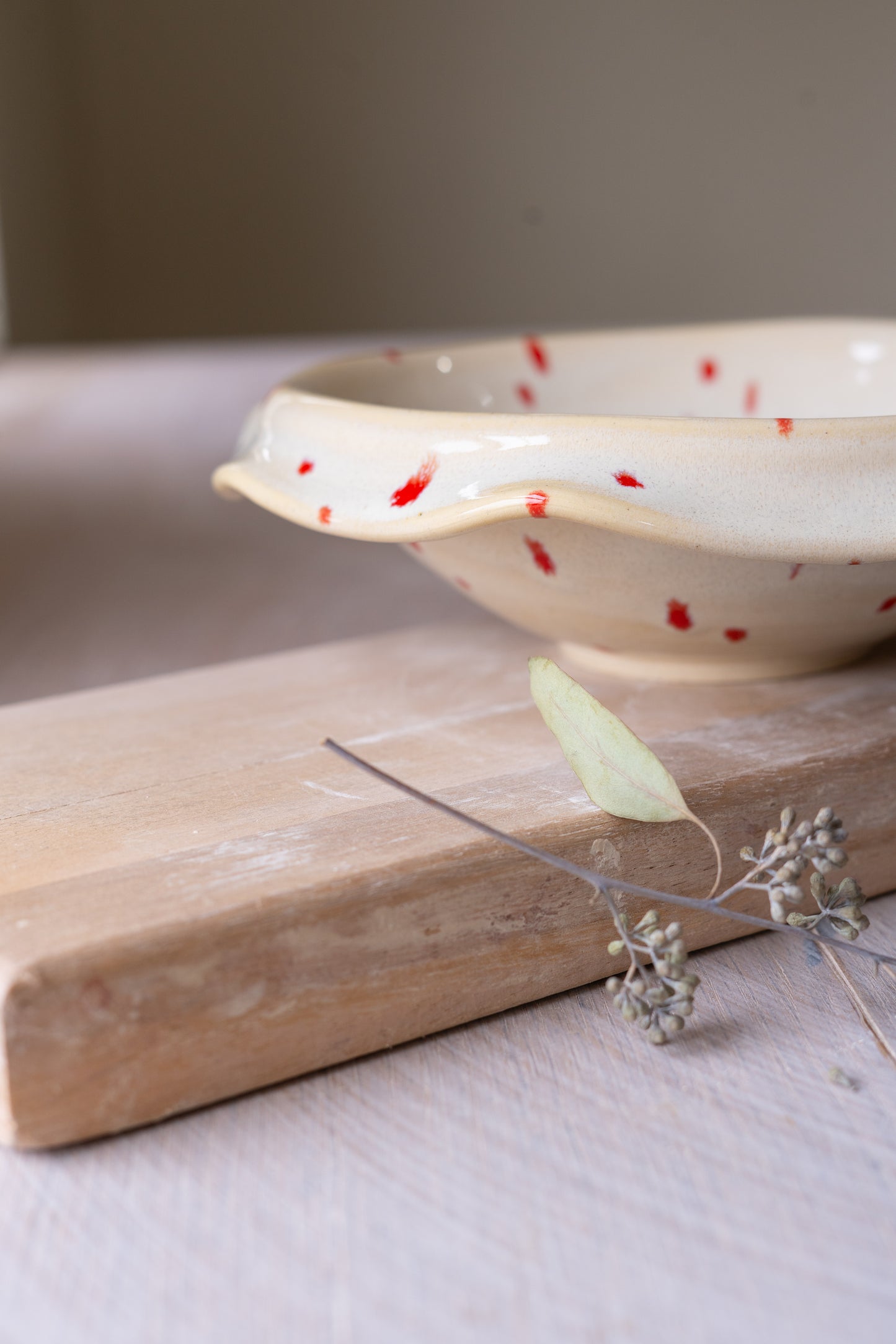 Small Serving Bowl in Dotted Red