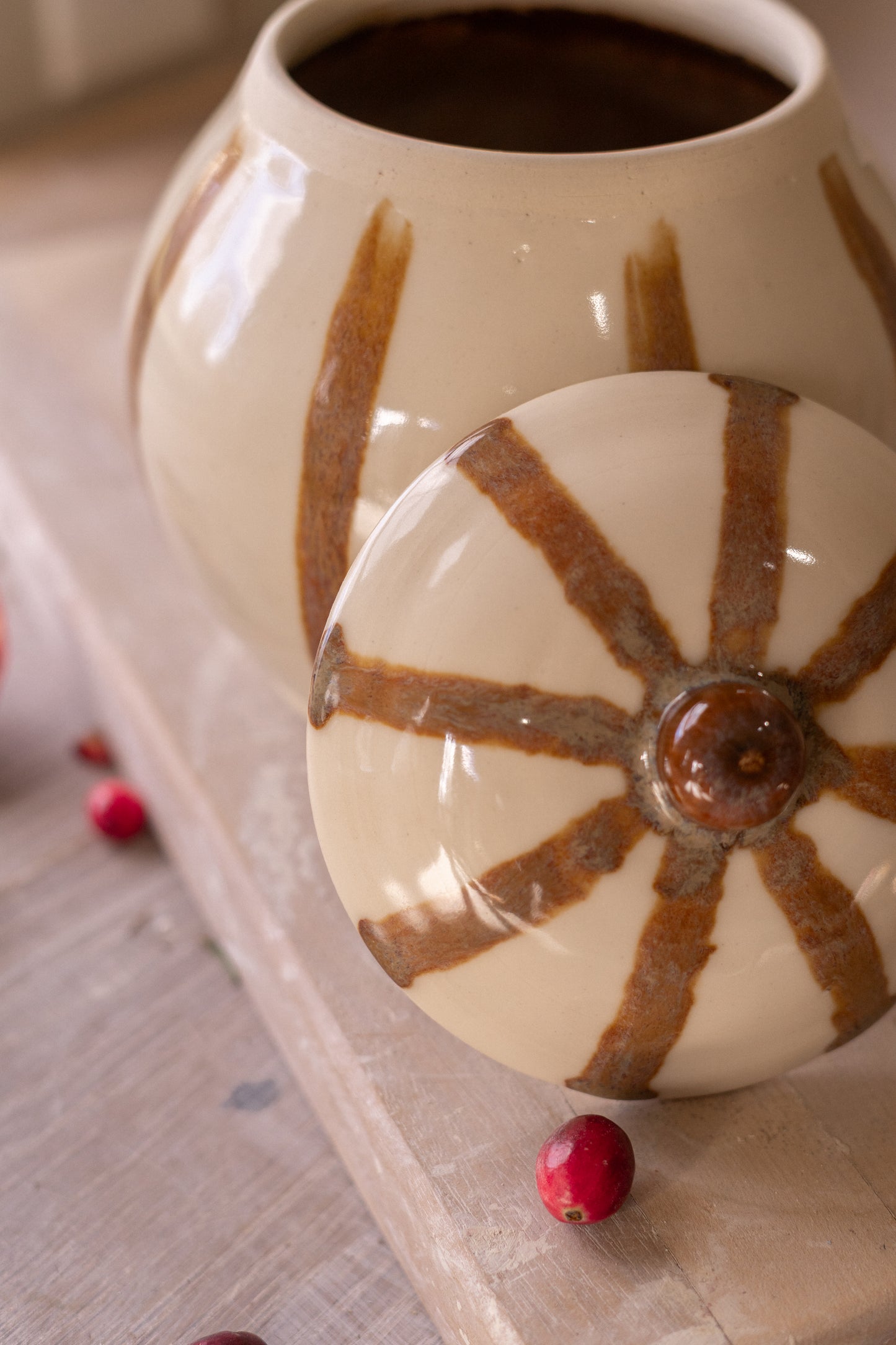 Small Jar in Brown Circus Stripe