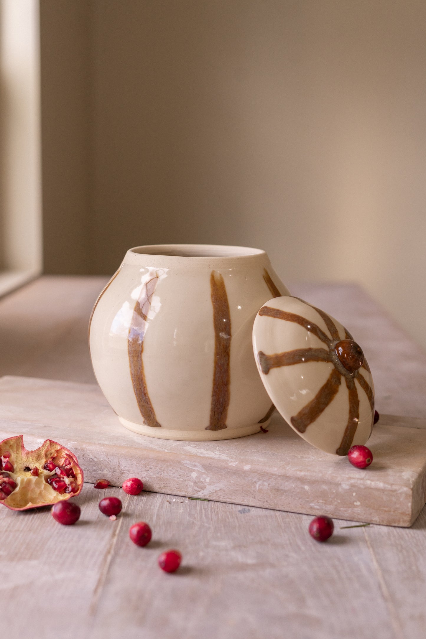 Small Jar in Brown Circus Stripe