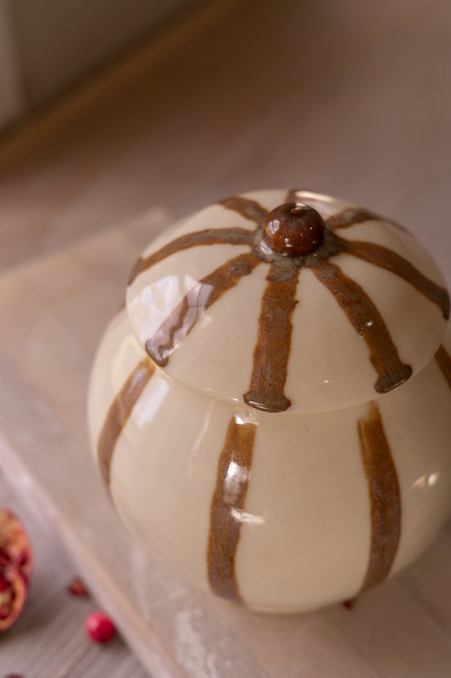 Small Jar in Brown Circus Stripe
