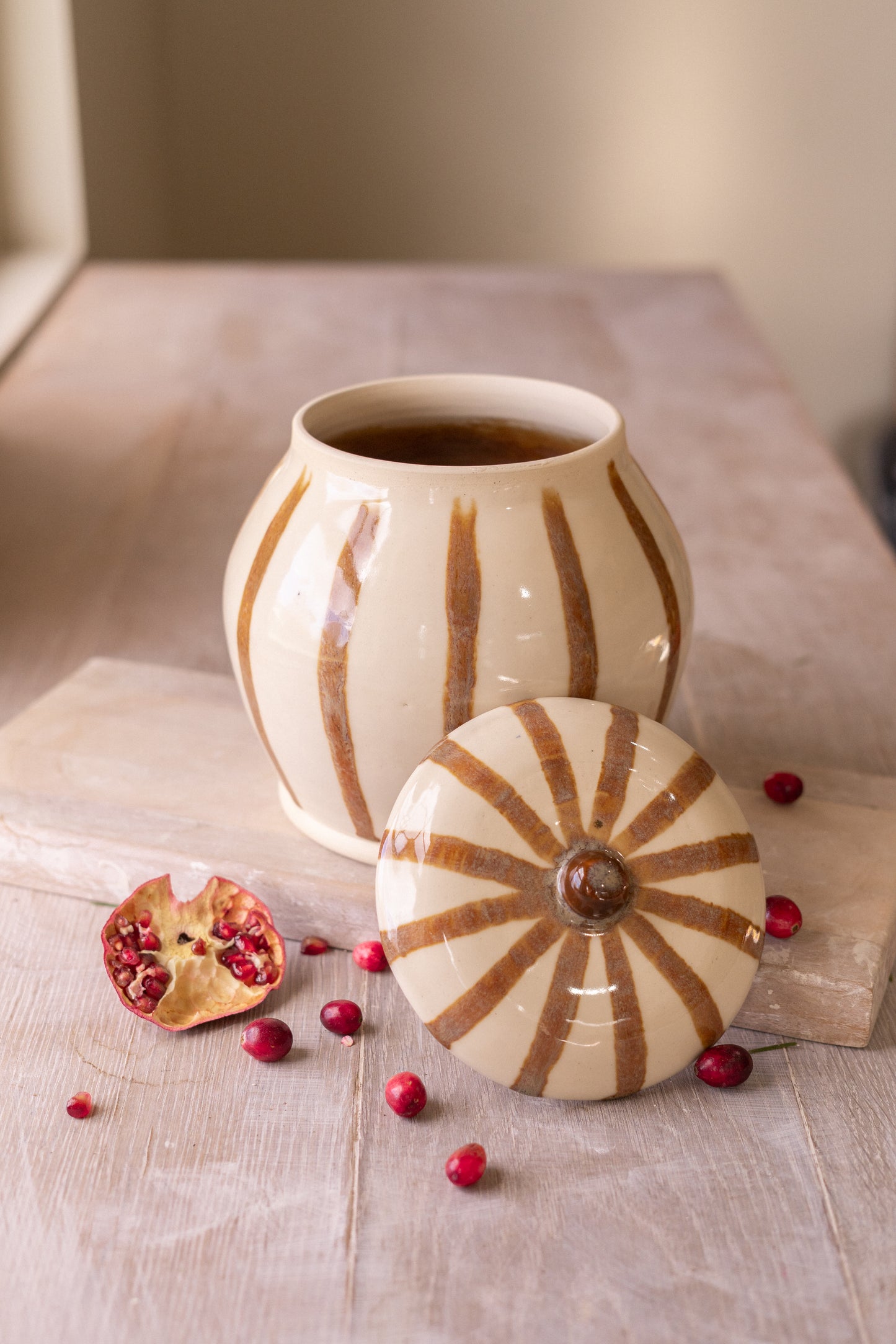 Large Jar in Brown Circus Stripe