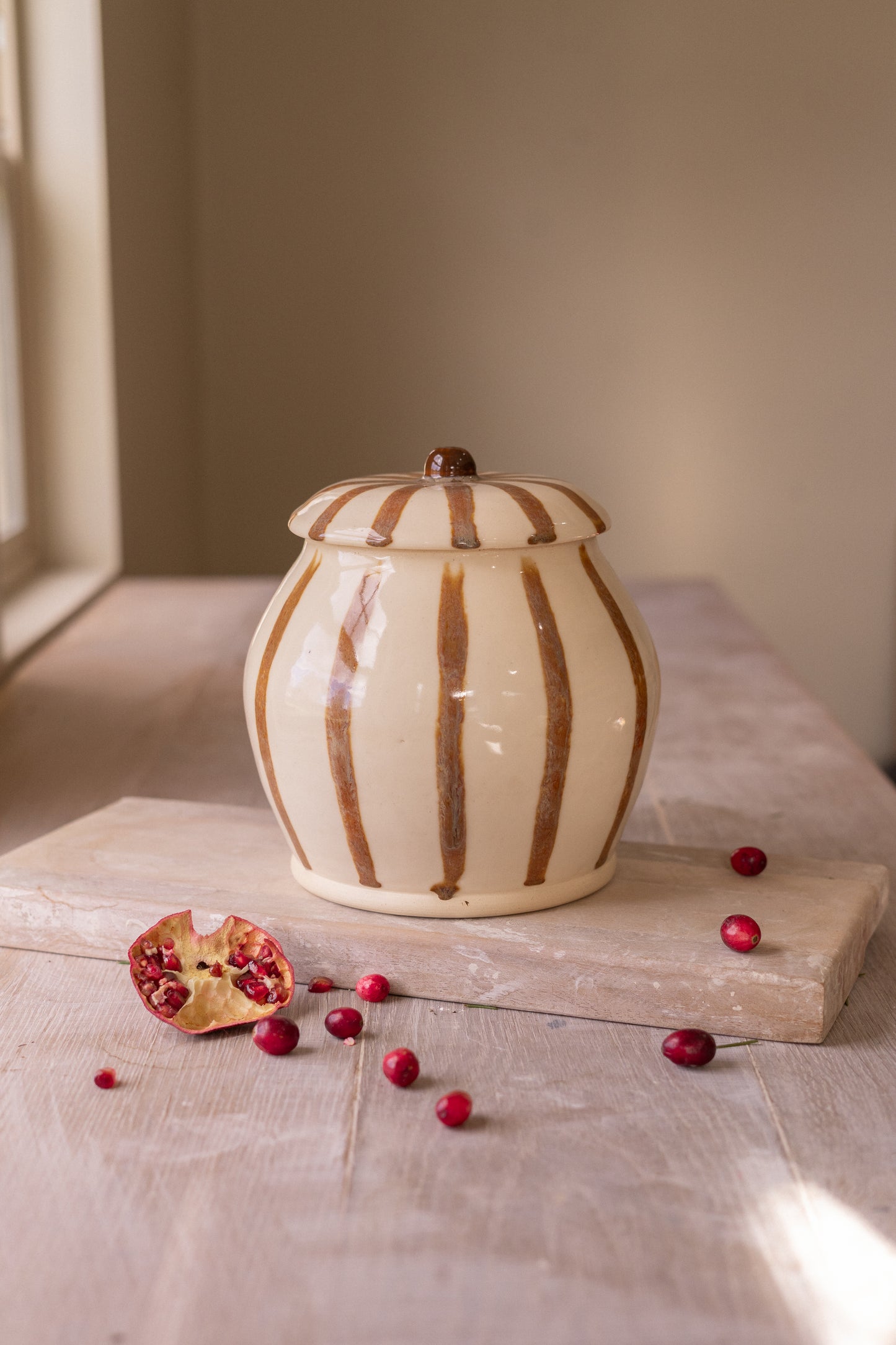 Large Jar in Brown Circus Stripe